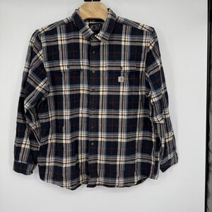 Carhartt NWOT Men's Loose Fit Heavyweight Flannel Plaid Shacket 2XL Trucker Blue